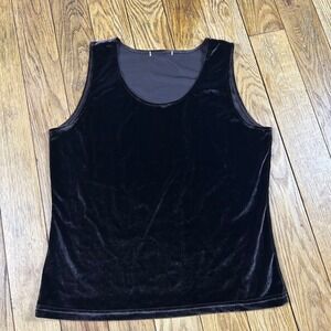 Brown‎ Velvet Tank Top Sleeveless Scoop Neck Stretchy